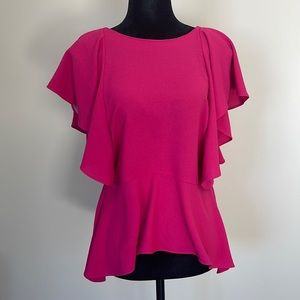 ZARA WOMAN | Fuschia Pink Flutter Sleeve Blouse